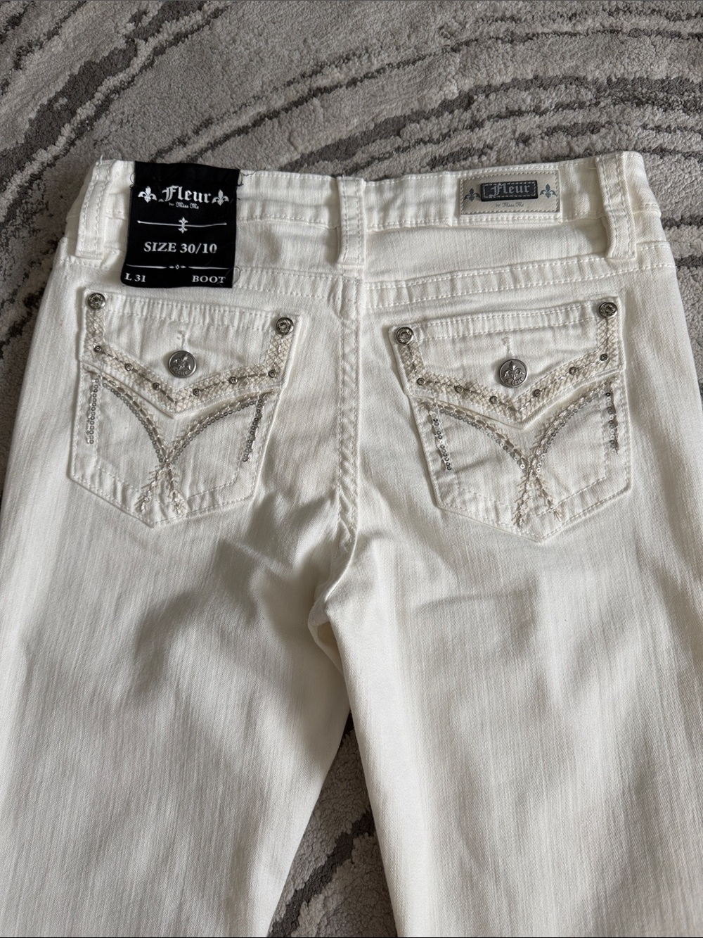 Miss Me White Embellished Boot Cut Jeans